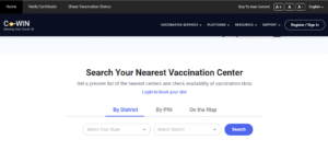 search vaccination centre