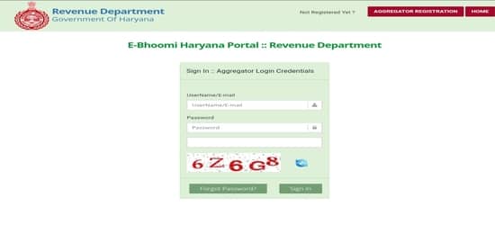 Haryana e-Bhoomi Portal Aggregator Login
