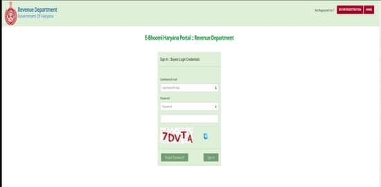 Haryana e-Bhoomi Portal department login