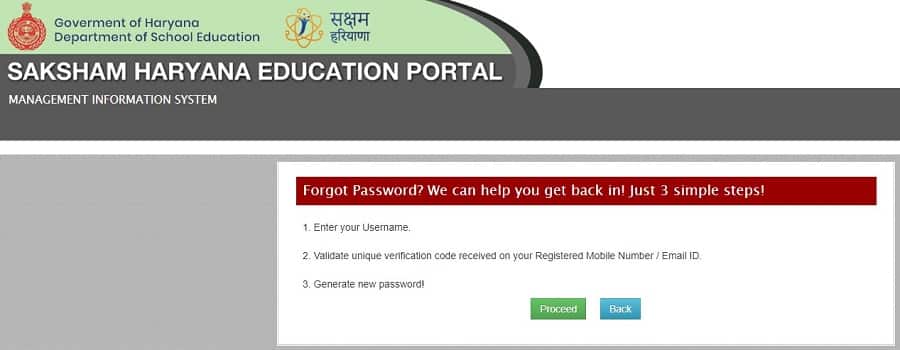 MIS Portal Haryana forgot password